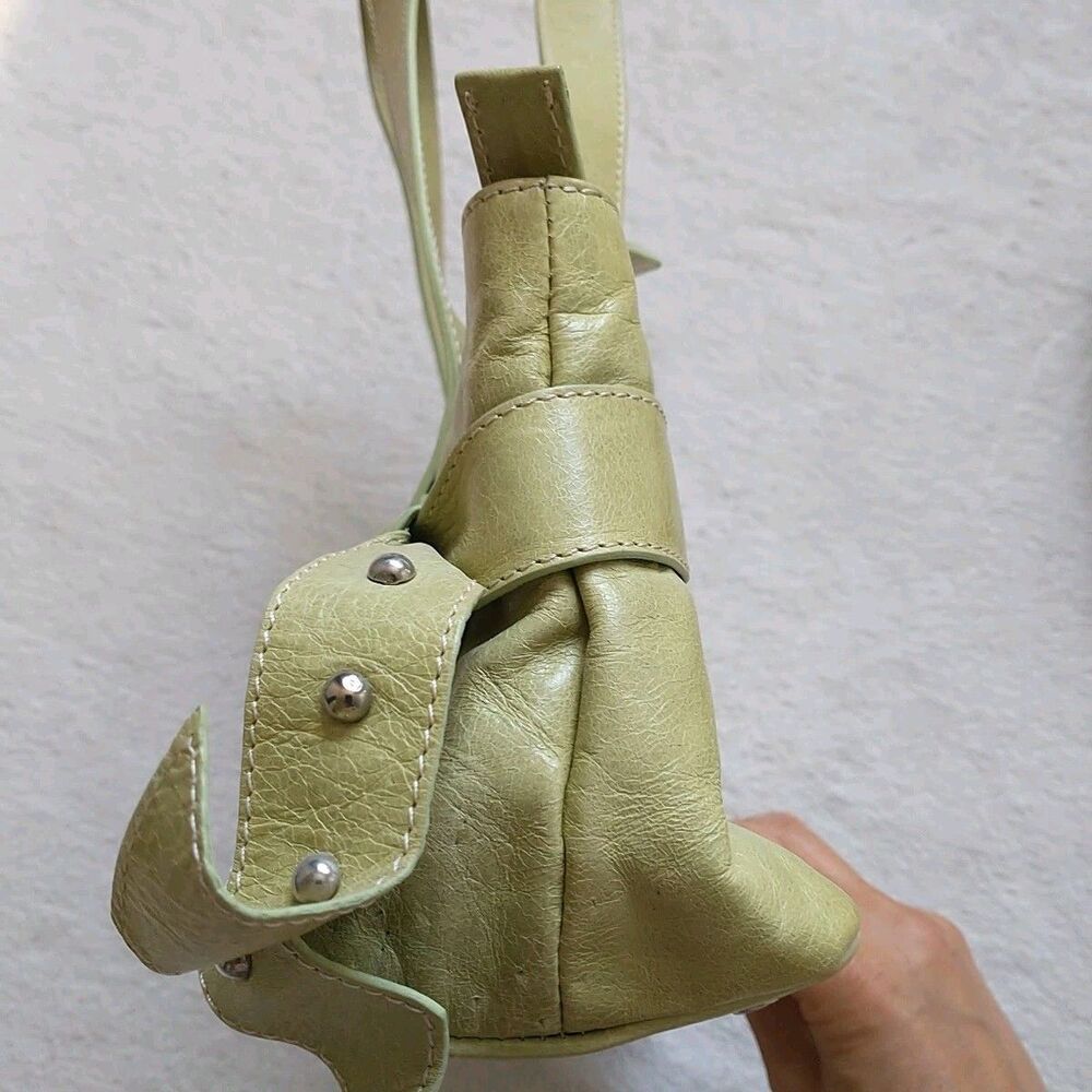 Roberto Gandolfi Leather Handbag Lime Green Bow 5.5x11x4" *READ - Picture 5 of 11